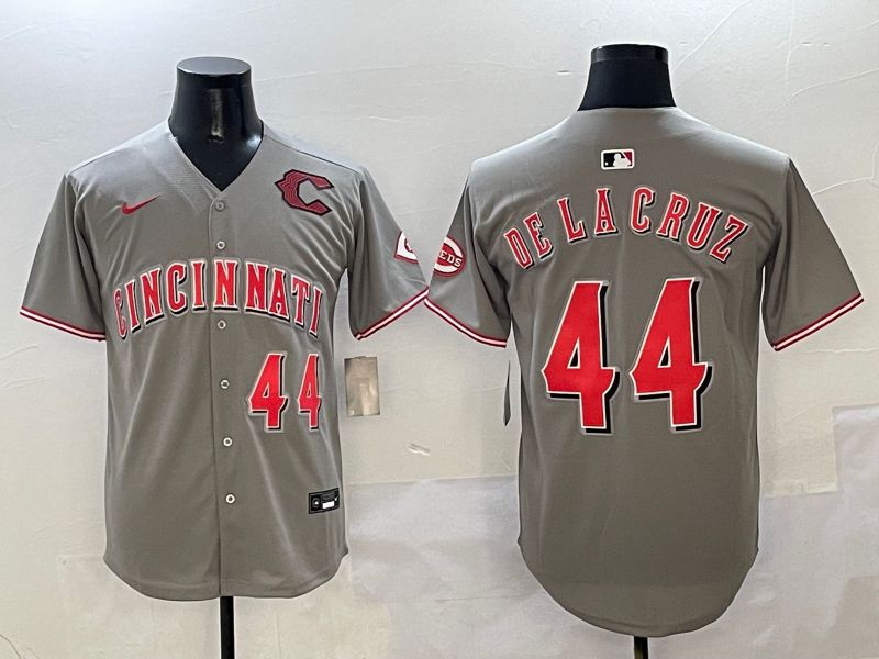 Men Cincinnati Reds 44 Delacruz Grey Game Nike 2025 MLB Jersey style 10